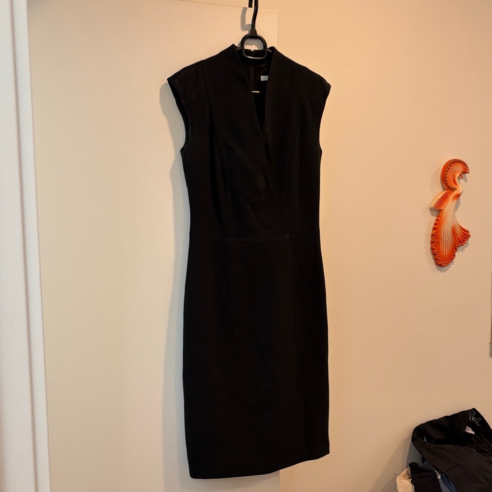 Hugo Boss Lined Black Cap-Sleeve Sheath Dress